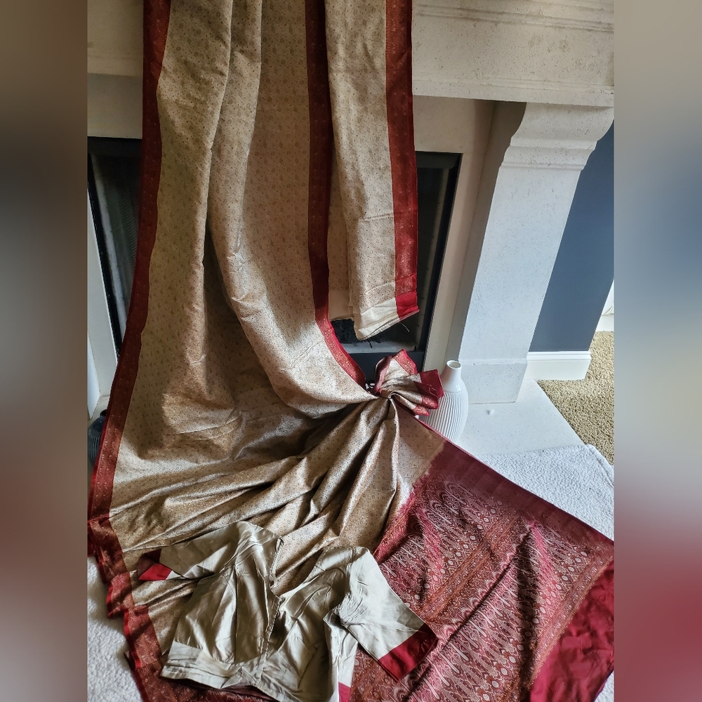 Women Pure Silk Tanchoi Benatasi With All Over Self Work And With Blouse